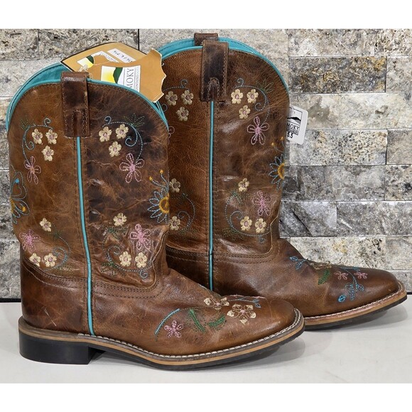 Smoky Mountain Girls Floralie Western Boots Brown Embroidered Square Toe 5.5 - Picture 2 of 15